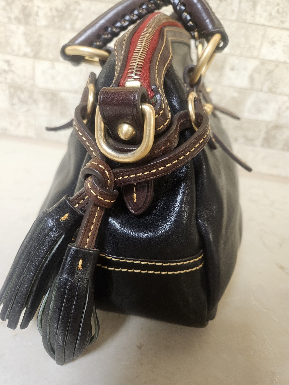 Dooney and Bourke Toledo Flourentine Medium Black Mail Satchel - Picture 5 of 11